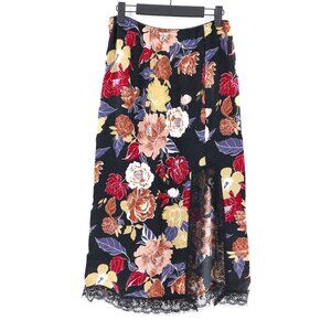 Band Of The Free Black Floral Lace Slip Midi Skirt Womens Medium Bohemian NWT